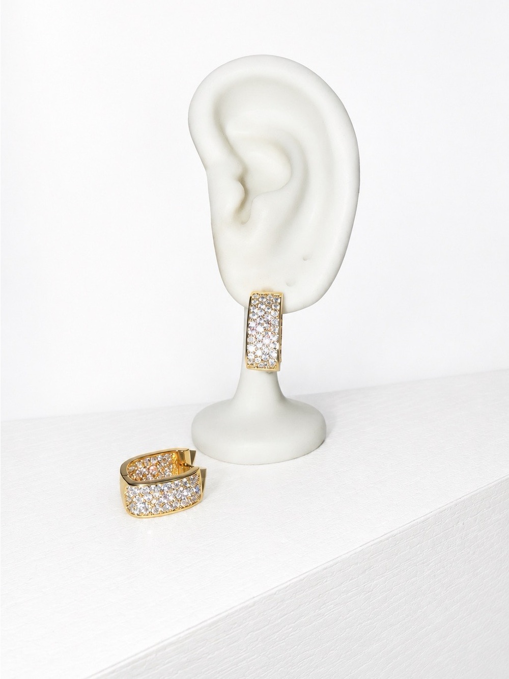 Gold Pave Huggie Hoop Earrings - Sparkling Crystal Accent